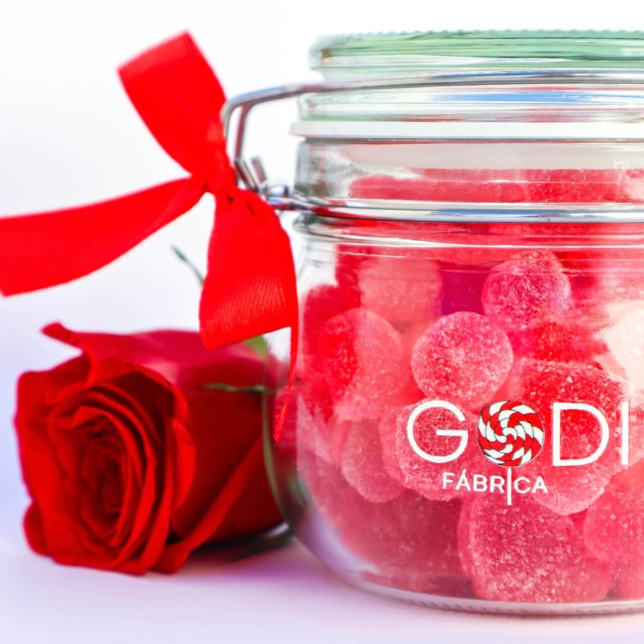 Godis Valentine's Day Bottle Godis Candy Bottle tarro de chuches perfect gift godis fabrica san valentin amor love Corazon heart candy red rojo