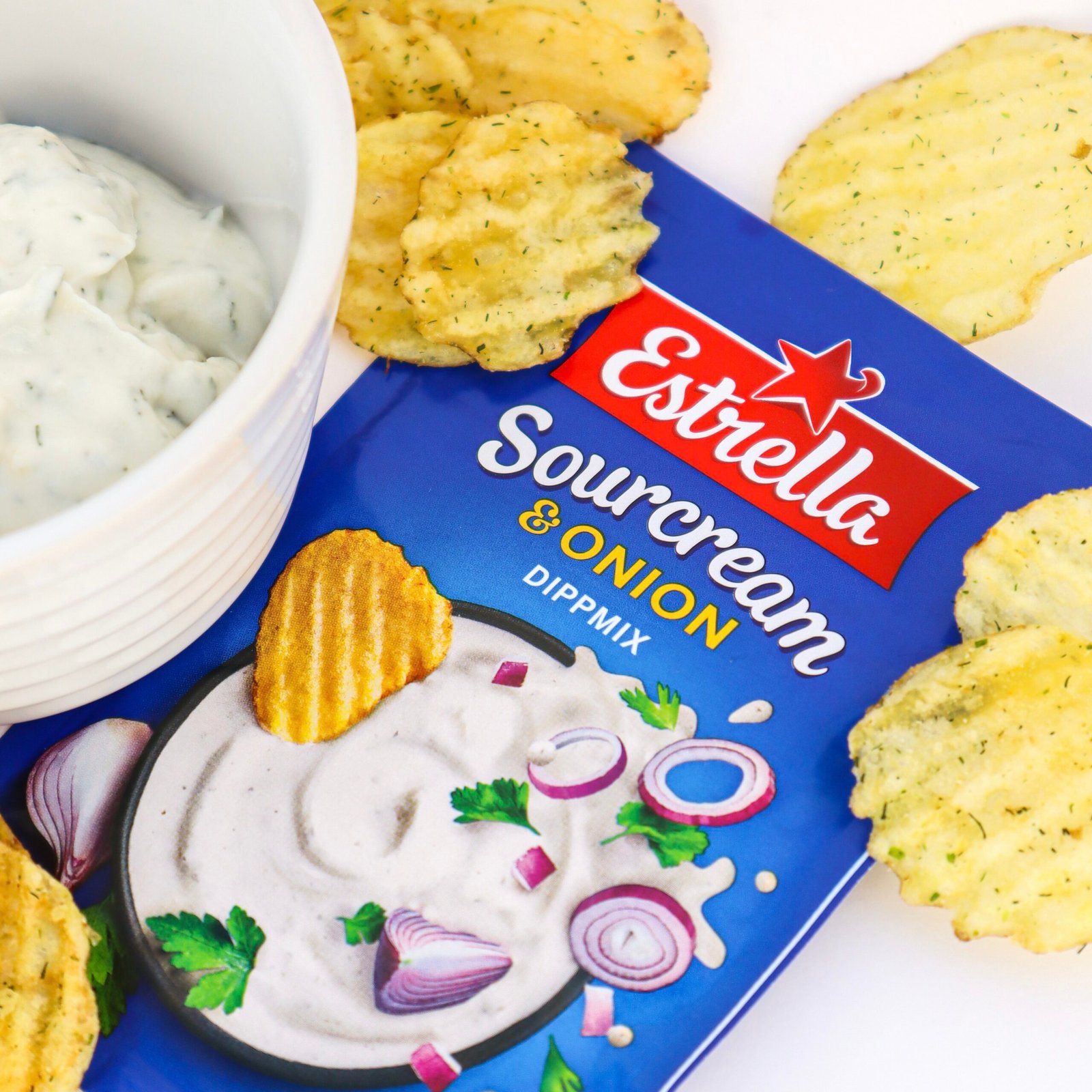 Dipmix Sourcream Onion Estrella Spain dippi spain portugal godis fabrica polvo para salsa de papas fritas patatas dip crema agria
