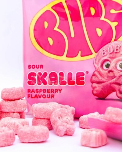 Bubs Raspberry Skull Bag Vegan candy bubs godis fabrica chuches veganas calavera grande acida vegano viral candy TikTok instagram frambuesa vadelma calavera