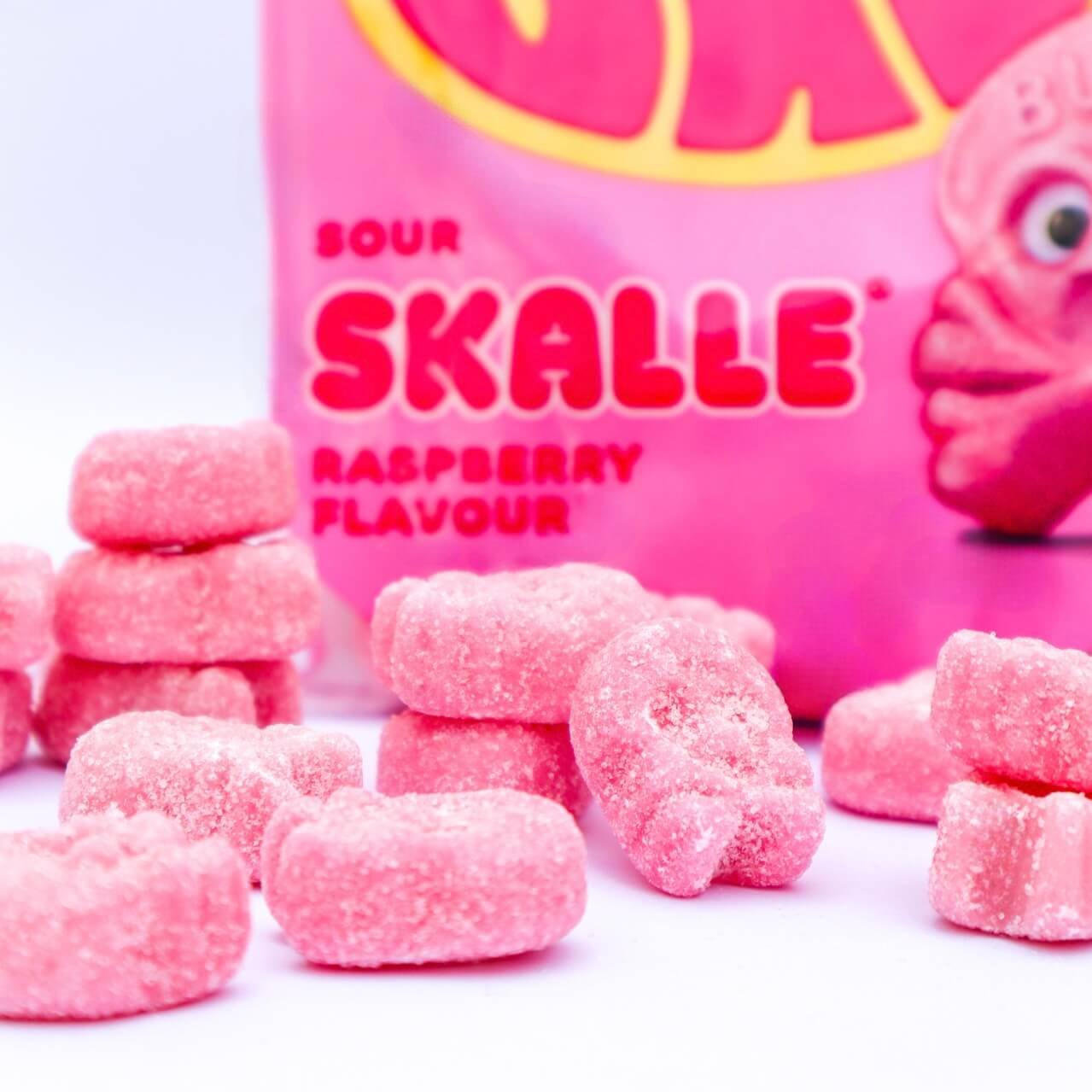 Bubs Raspberry Skull Bag Vegan candy bubs godis fabrica chuches veganas calavera grande acida vegano viral candy TikTok instagram frambuesa vadelma calavera