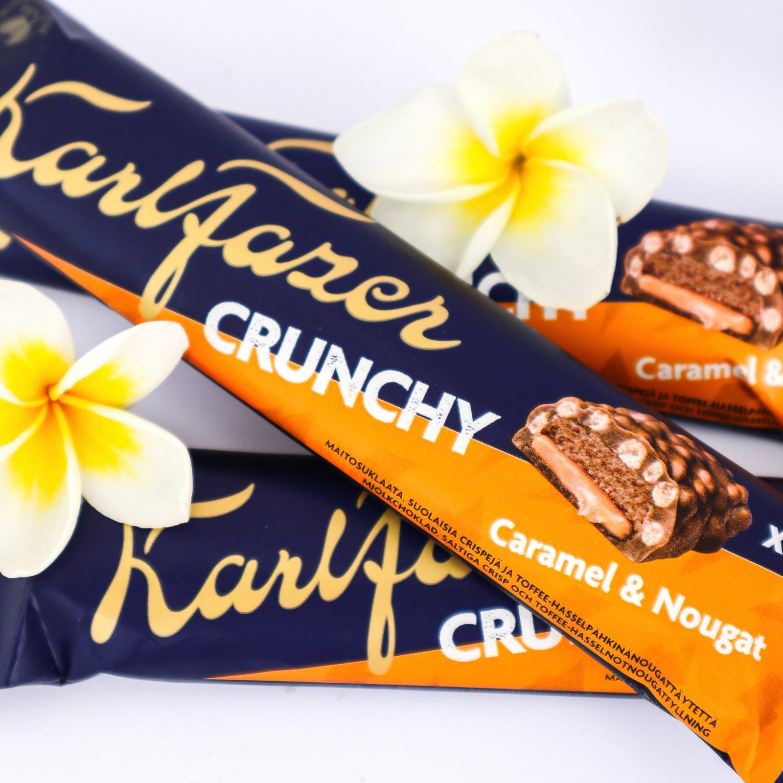 Crunchy Caramel Nougat Bar Fazer chocolate suklaa patukka crujente barra de chocolate y caramel toffee nougat