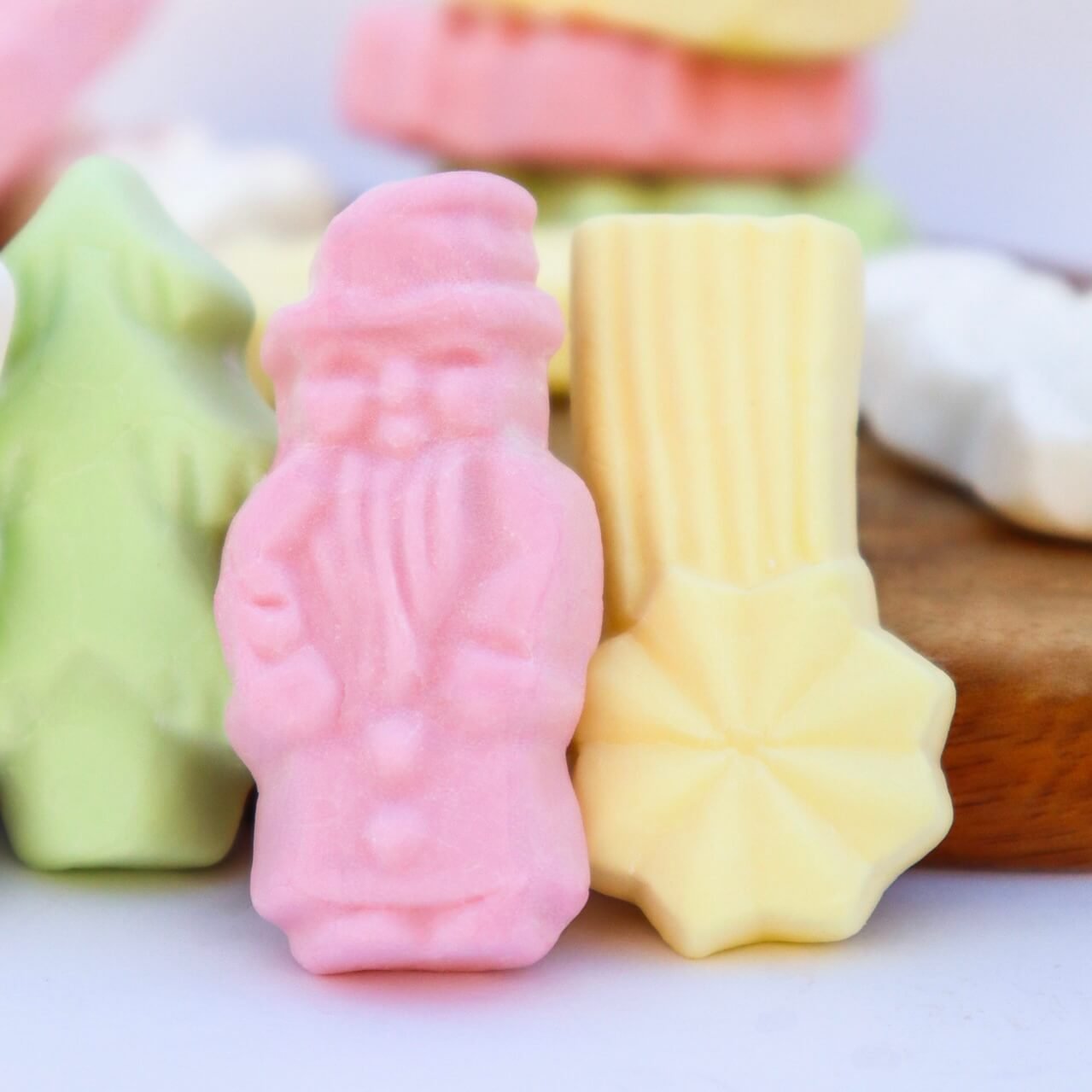 Christmas Foam navidad papa Noél santa Claus santa candy foam candy marshmallow malavisco nubes juleskum jul joulu karkki snowman candy christmas tree vaahtokarkki