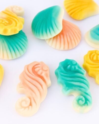 Sea Gummies fruity shell-shaped candies frutos del mar meri seafood pescados shell candy sea candy chuches forma de gamba pescado animales del mar merieläiment fruta fruit candy swedish candy