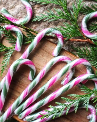 Green Candy Cane Christmas Stick peppermint polka stick lollipop navidad chuches de navidad dulce navideño