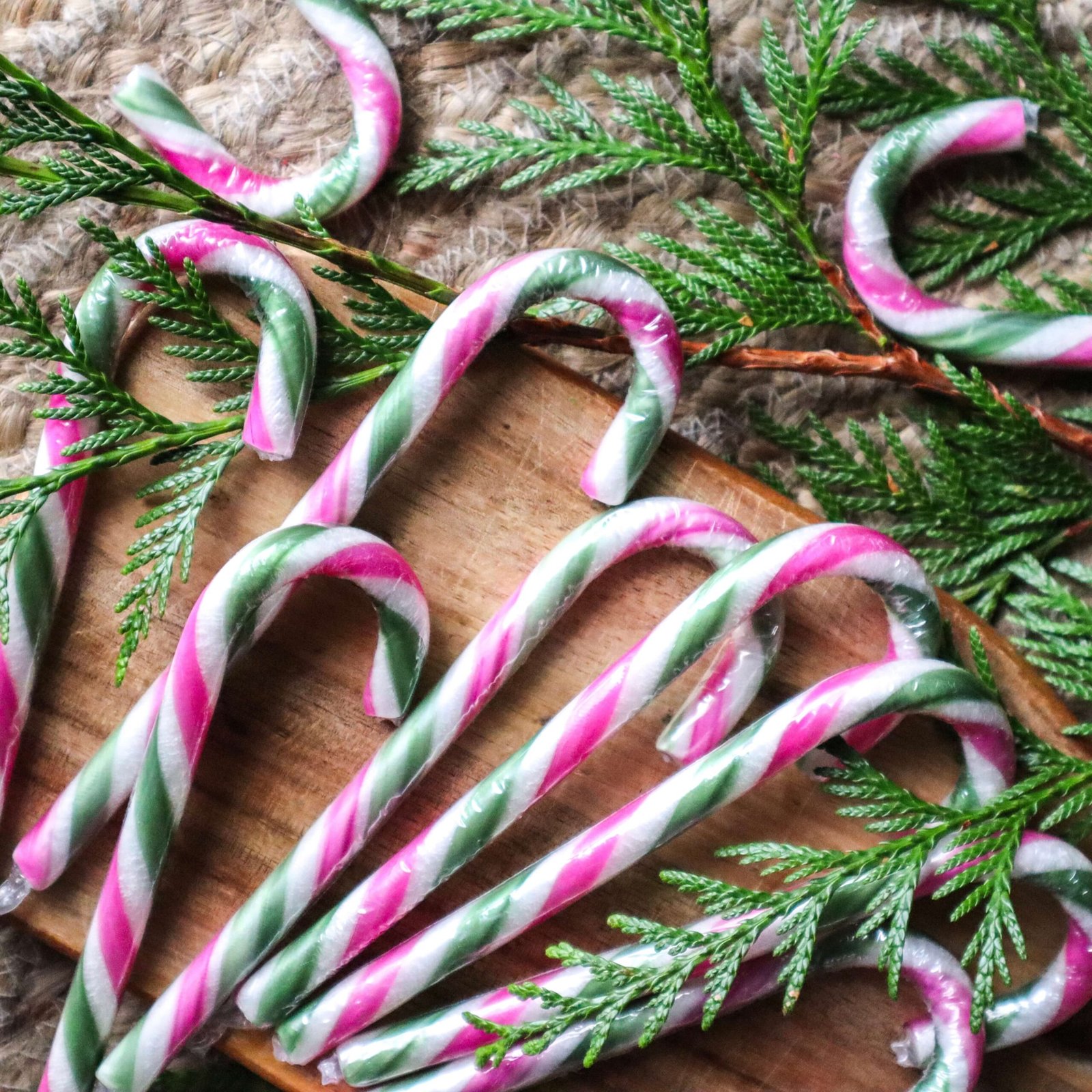 Green Candy Cane Christmas Stick peppermint polka stick lollipop navidad chuches de navidad dulce navideño