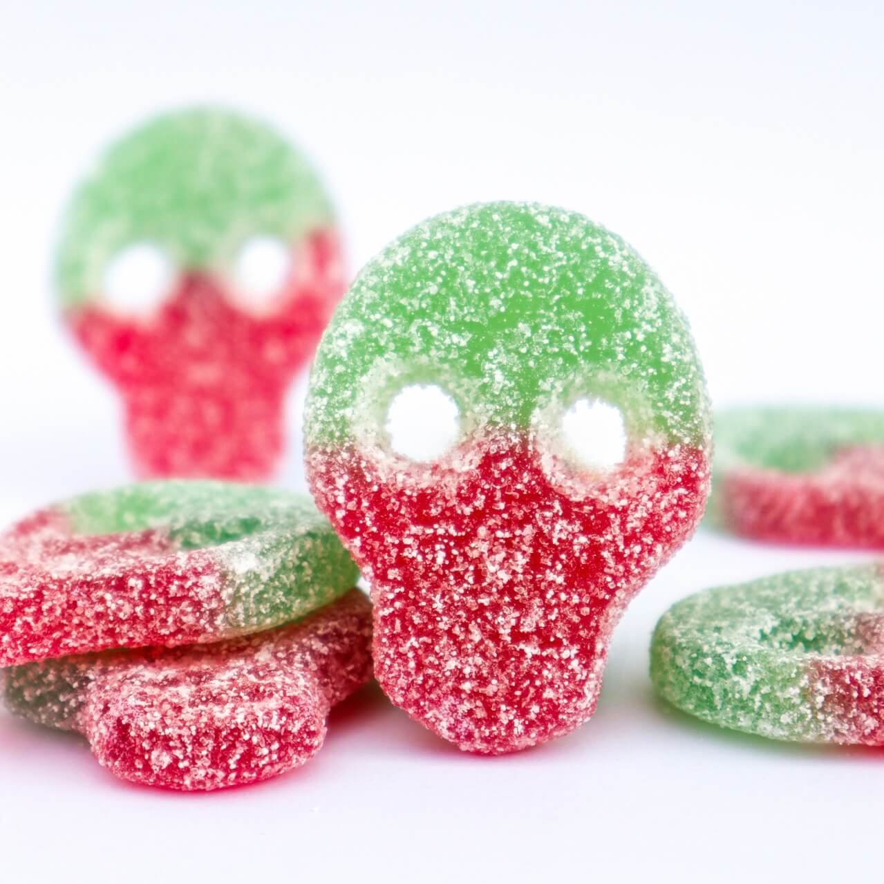 Sour Watermelon Skulls vegan candy españa portugal calavera vegana gluten free godis fabrica sandia skull candy bubs calaveras