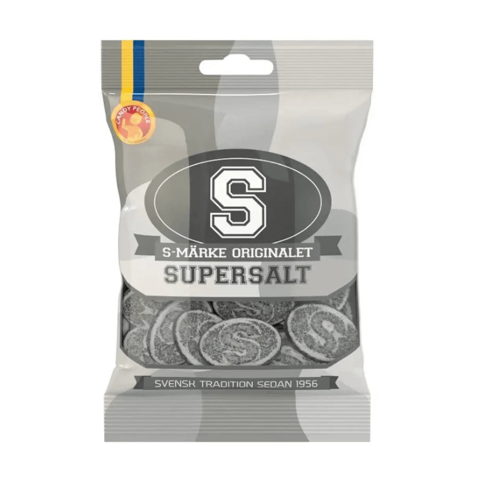 Super Tag Salty Bag s-märke candy people swedish candy regaliz salado salty liquorice licorice salmiakki lakritsi suolainen salty candy swedish candy