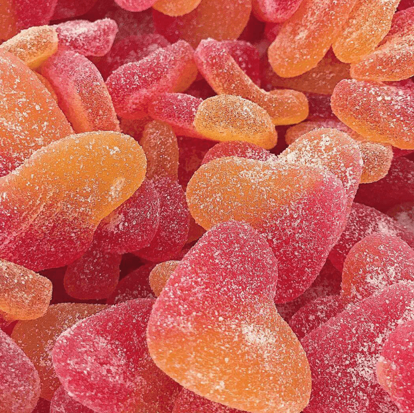 Peachy Hearts corazones de melocotón peach candy chuches de melocotón Heart candy valentines day san valentin