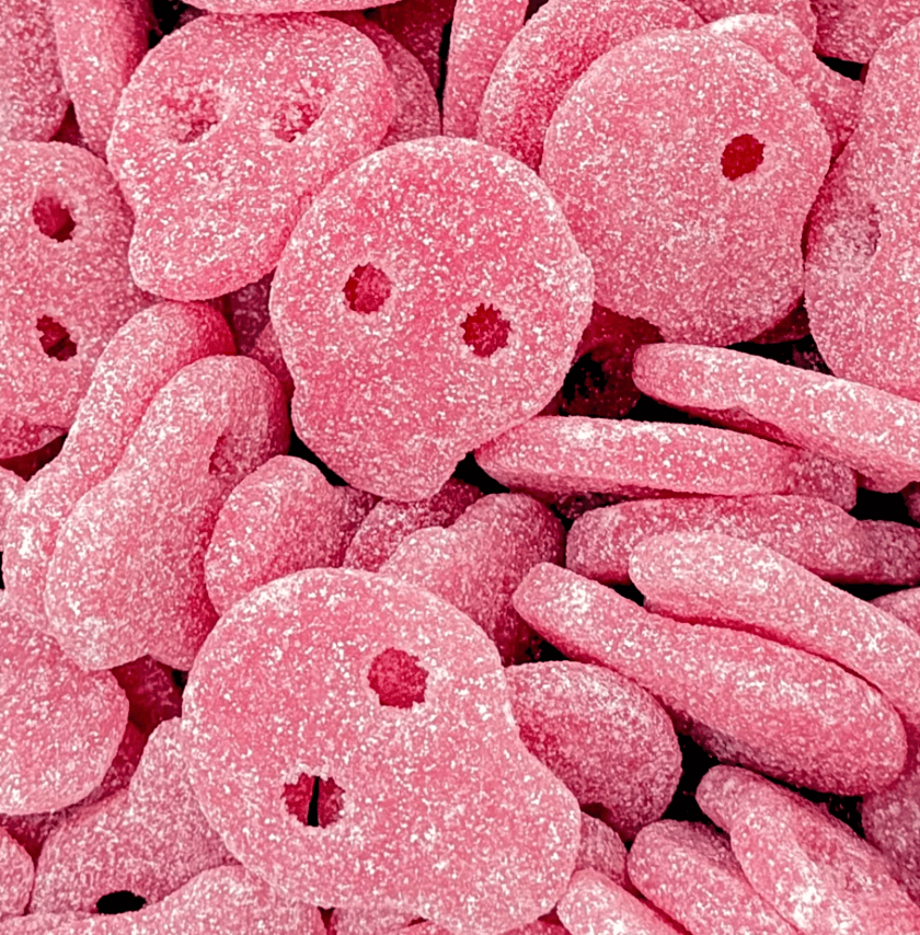Sour Pink Skulls vegan candy españa portugal calavera vegana gluten free godis fabrica rosa pink skull candy bubs calaveras
