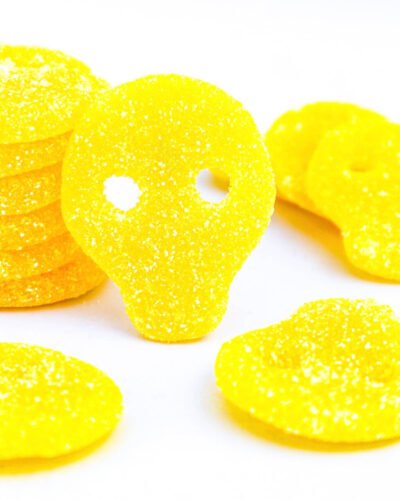 Pineapple Skulls Samgross Vegan candy vegan calaveras de piña yellow amarillo ananas skull chuches veganas