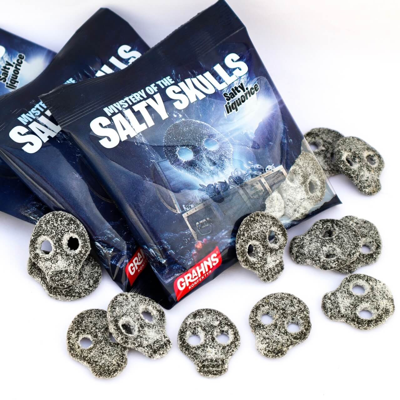 Salty Skulls Bag calavera salado muy salado very salty liquorice regaliz salado grahns skull candy halloween