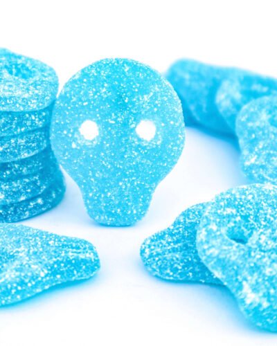 Blueberry Skulls Samgross Vegan candy vegan calaveras de arándano blue azul skull chuches veganas