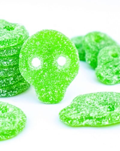 Lime Skulls Samgross Vegan candy vegan calaveras de limon lima verde green skull chuches veganas