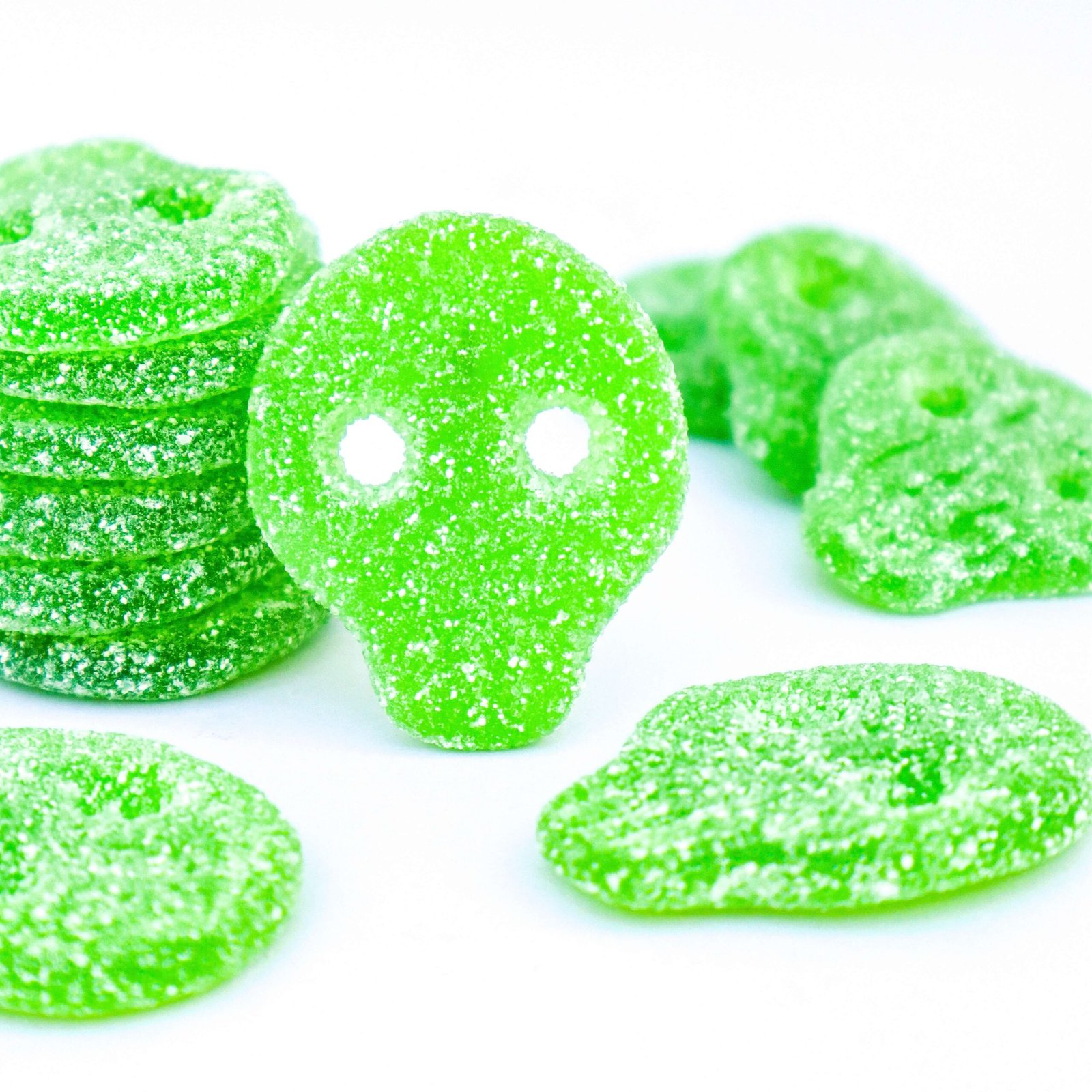 Lime Skulls Samgross Vegan candy vegan calaveras de limon lima verde green skull chuches veganas