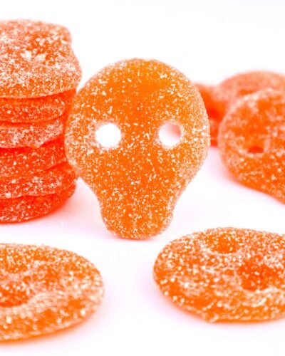 Mango Skulls Samgross Vegan candy vegan calaveras de mango melon orange naranja skull chuches veganas