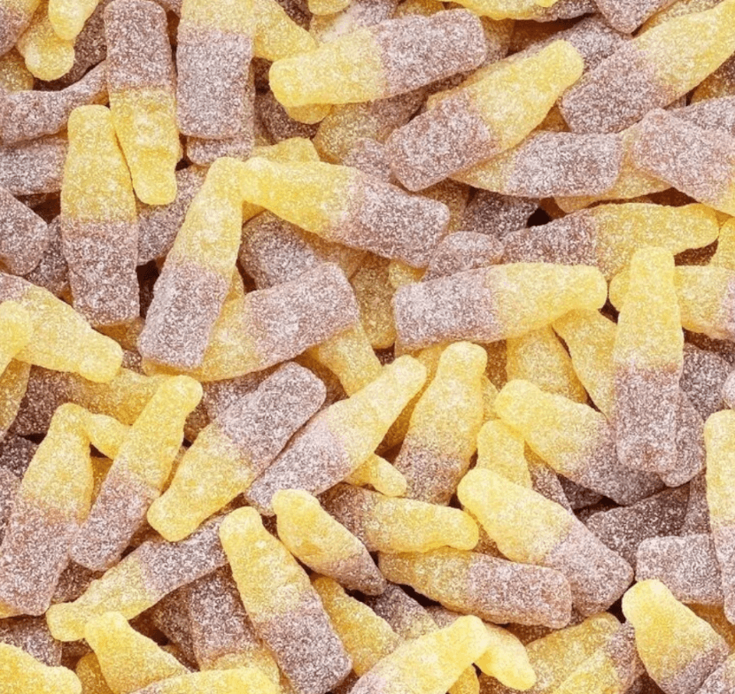 Cola Mango Bottles malaco candy jelly sour candy chuches acidas chuches de mango y cola acida agria